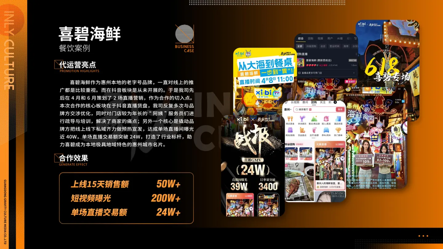 喜碧海鲜合作案例画面